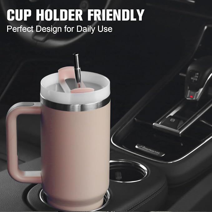 40oz Tumbler with Handle Insulated Stainless Steel AED 30