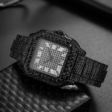 Straight European Hip Hop Diamond Quartz Wrist Watch ( UAE Delivery Time: 1-3 Days )